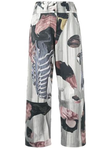Roberts Wood Collage Print Trousers - Green