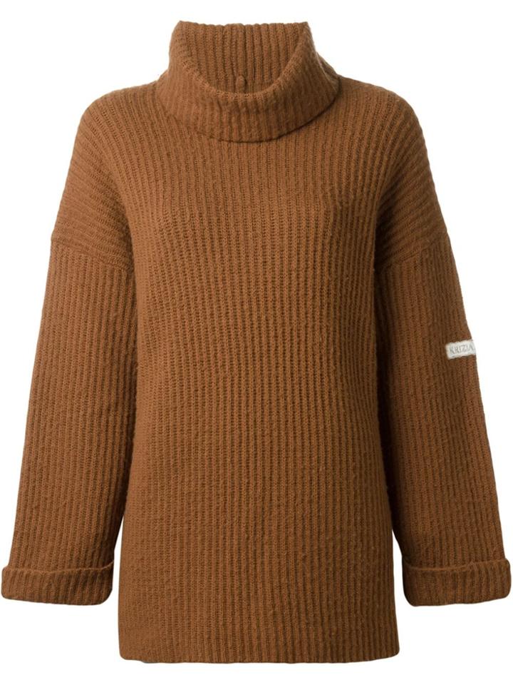 Krizia Vintage Roll Neck Sweater - Nude & Neutrals