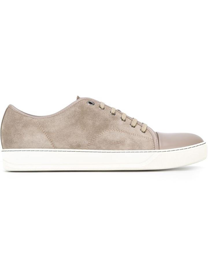 Lanvin Contrasted Toe Cap Sneakers, Men's, Size: 42, Nude/neutrals, Leather/suede/rubber