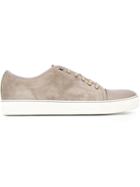 Lanvin Contrasted Toe Cap Sneakers, Men's, Size: 42, Nude/neutrals, Leather/suede/rubber