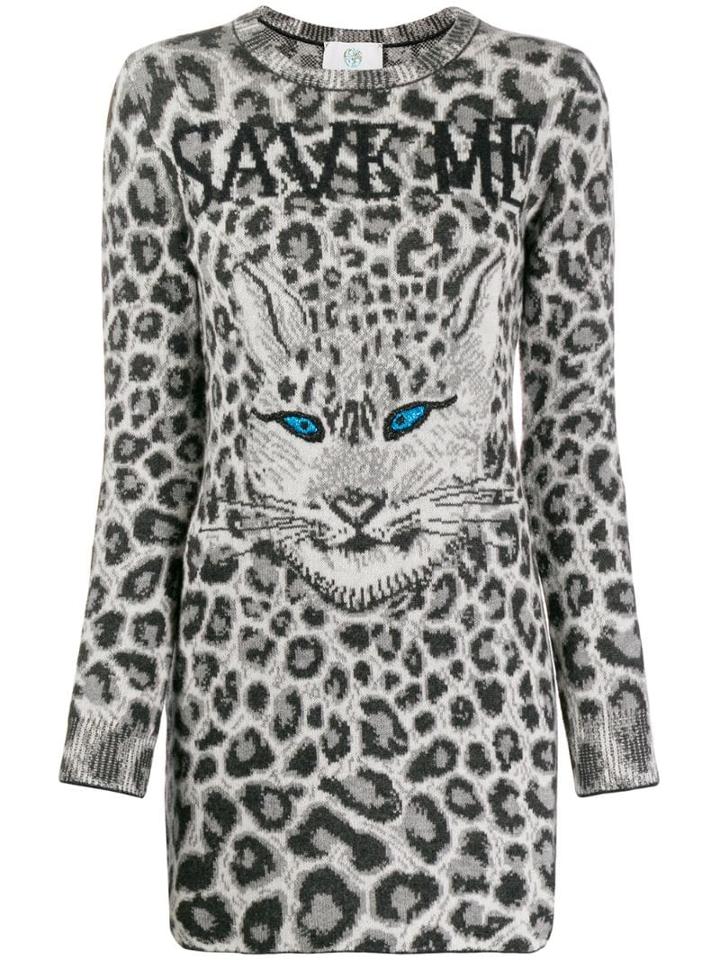 Alberta Ferretti Cat Face Sweater Dress - Grey
