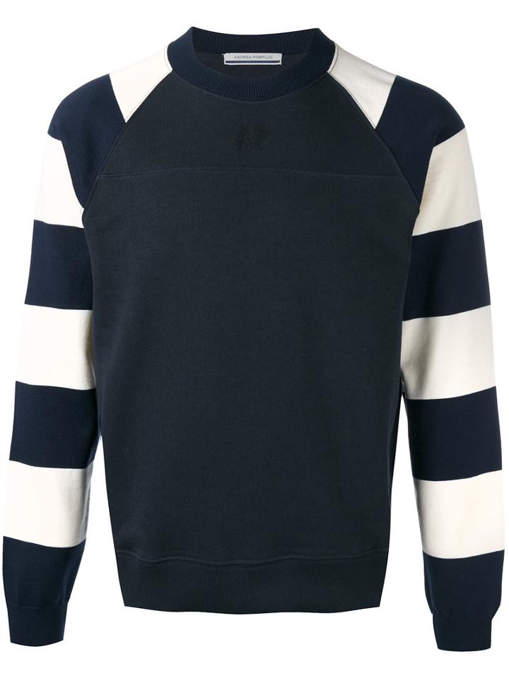 Andrea Pompilio Striped Sleeves Jumper, Men's, Size: 48, Black, Cotton
