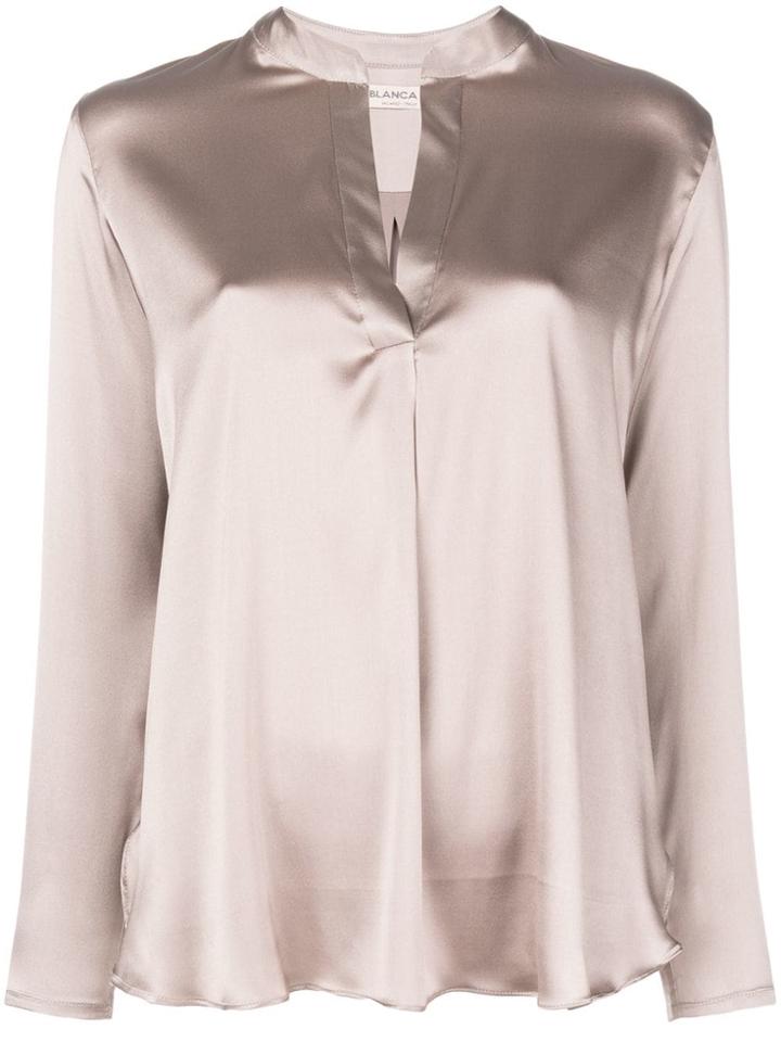 Blanca Sheen V-neck Blouse - Nude & Neutrals