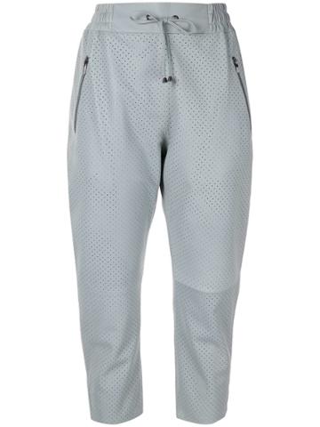 Ecaille Perforated Cropped Trousers - Blue