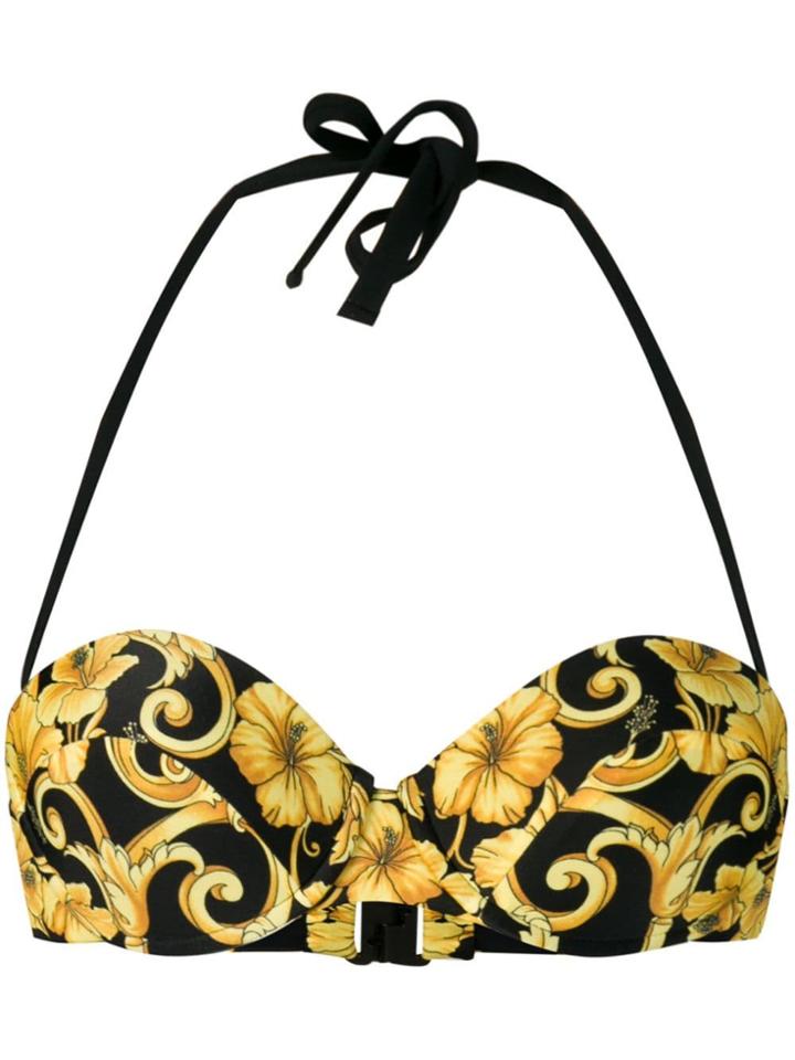 Versace Hibiscus Print Bikini Top - Yellow