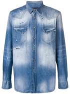 Frankie Morello Distressed Denim Shirt - Blue
