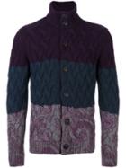 Etro Cashmere Colour Block Cardigan, Men's, Size: Xl, Pink/purple, Cashmere