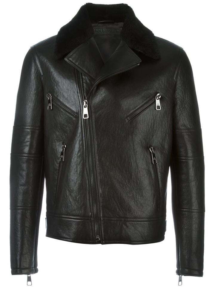 Neil Barrett Biker Leather Jacket, Men's, Size: Large, Black, Viscose/polyester/lamb Skin