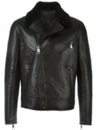 Neil Barrett Biker Leather Jacket, Men's, Size: Large, Black, Viscose/polyester/lamb Skin