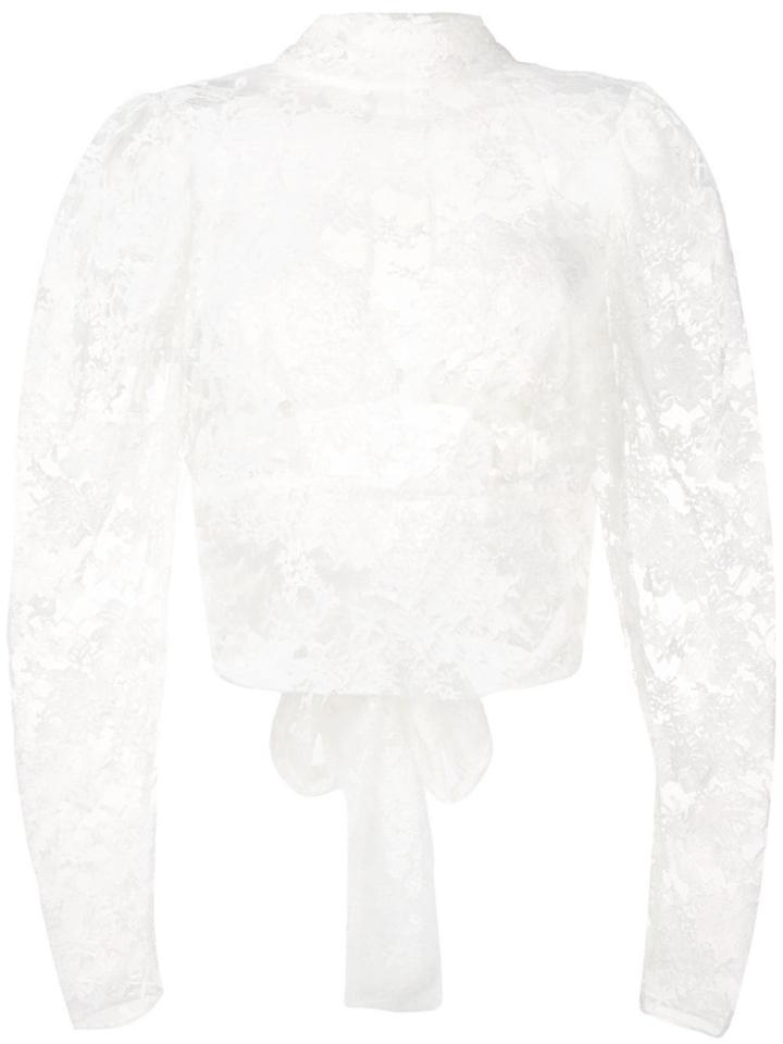 Magda Butrym Floral Lace Detail Top - White