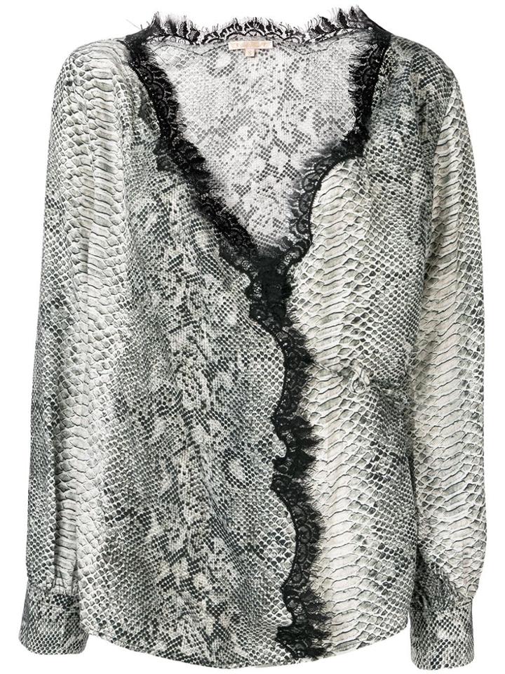 Gold Hawk Python Print Blouse - Black