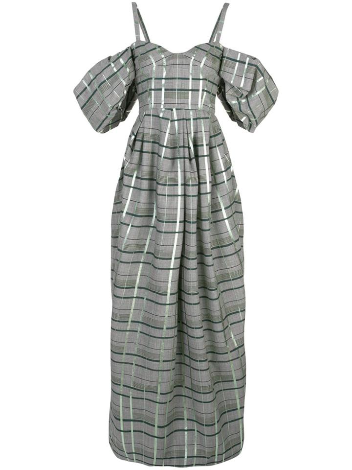 Rosie Assoulin Off-shoulder Check Gown - Grey