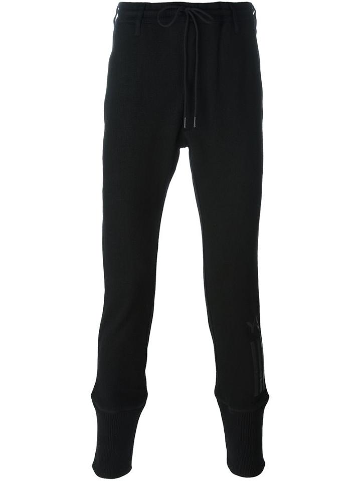 Y-3 Tie Waist Track Pants, Men's, Size: Medium, Black, Polyester/wool