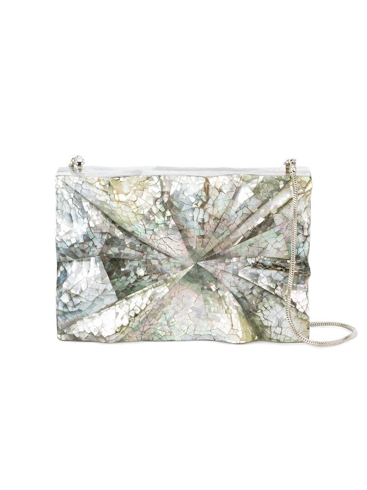 Nathalie Trad - Dino Clutch Bag - Women - Mother Of Pearl/metal - One Size, Grey, Mother Of Pearl/metal
