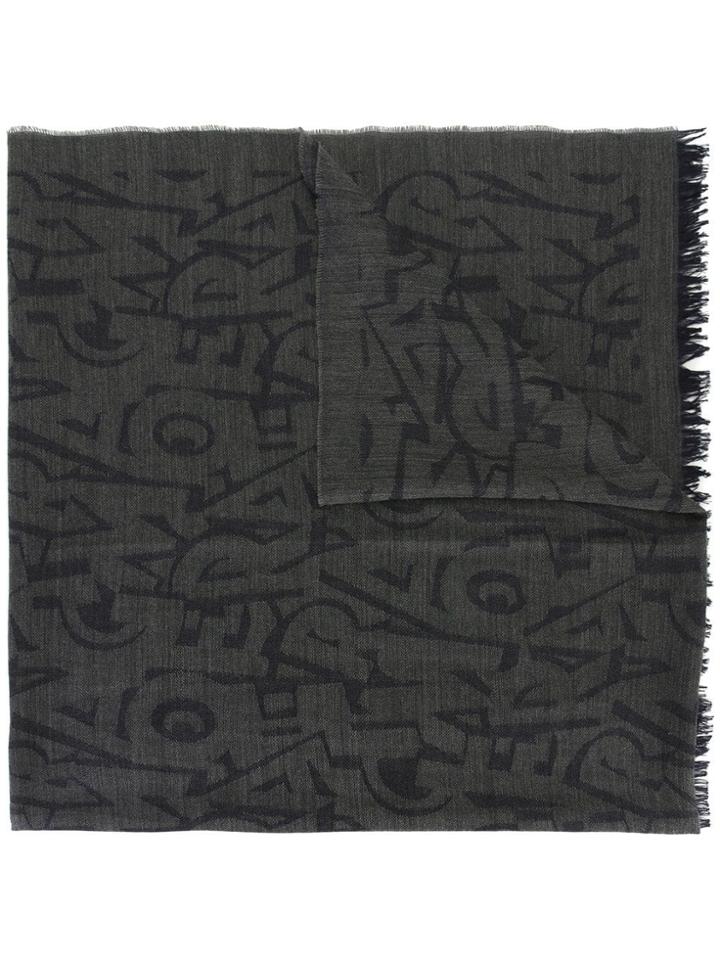 Salvatore Ferragamo Lettering Print Scarf - Grey