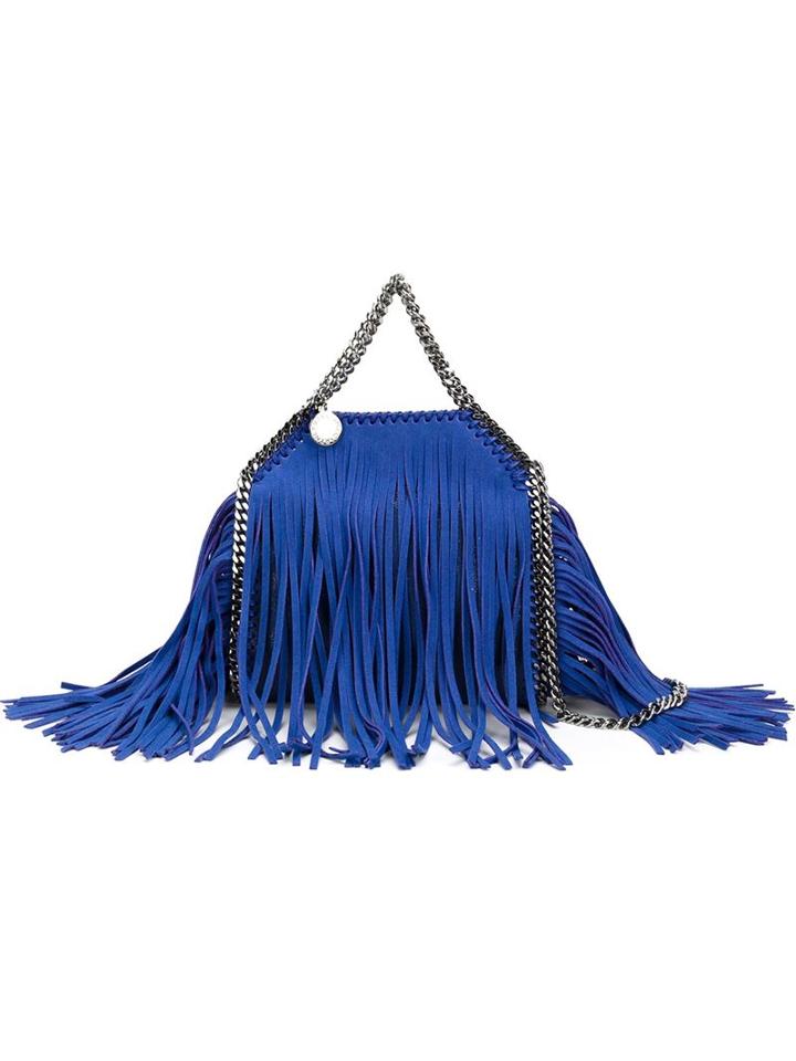 Stella Mccartney Tiny 'falabella' Fringed Tote, Women's, Blue