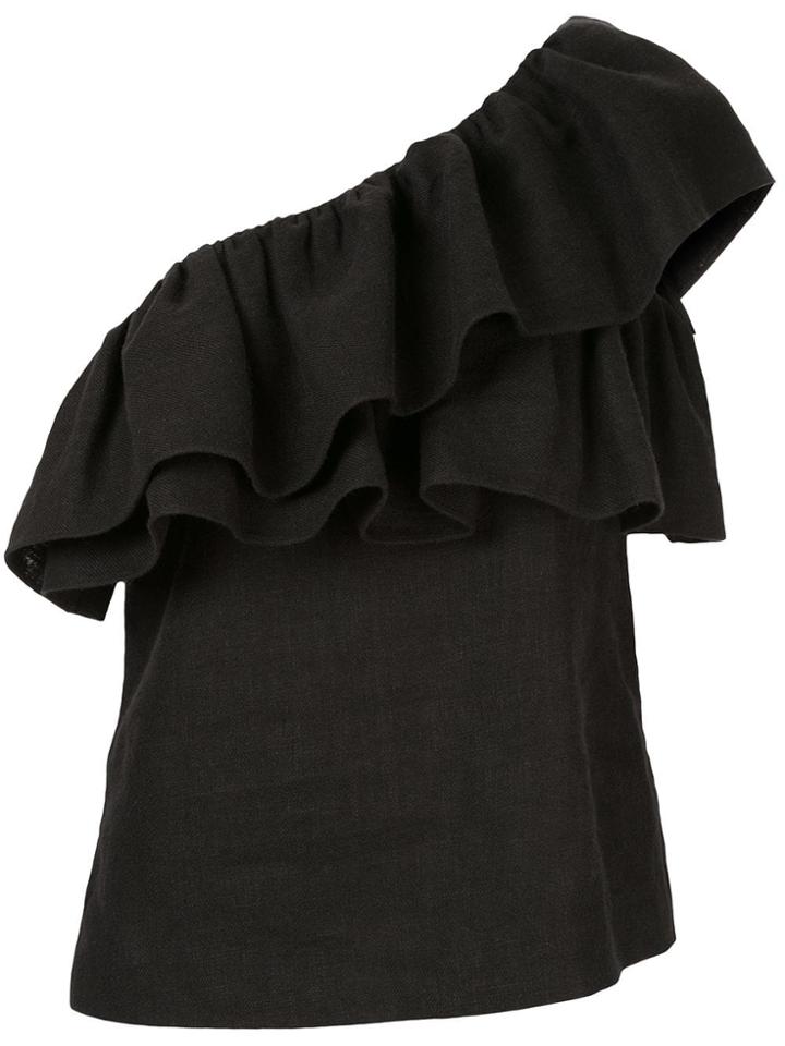 Goen.j Ruffled One-shoulder Top - Black
