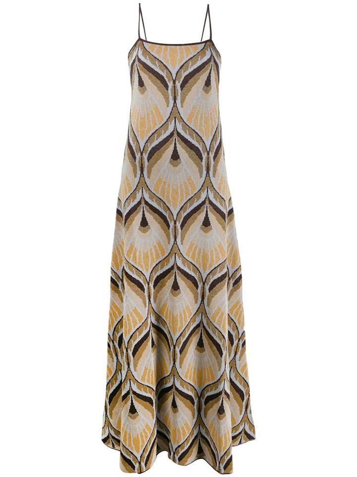 Circus Hotel Geometric Flared Maxi Dress - Neutrals