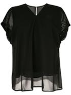 Ballsey Short-sleeve Flared Blouse - Black