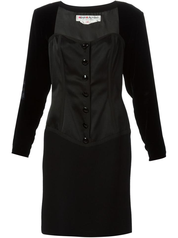 Yves Saint Laurent Vintage Corseted Cocktail Dress, Women's, Size: 40, Black