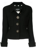 Chanel Vintage Cc Logos Flower Button Jacket - Black