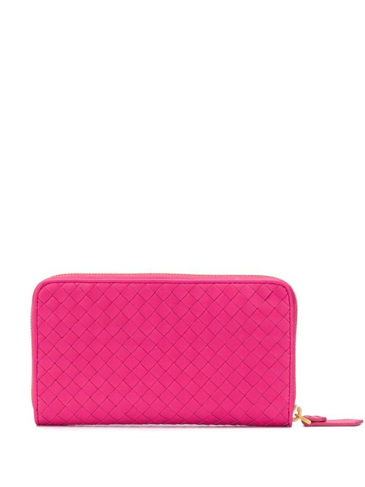 Bottega Veneta Intrecciato Zip Around Wallet - Pink