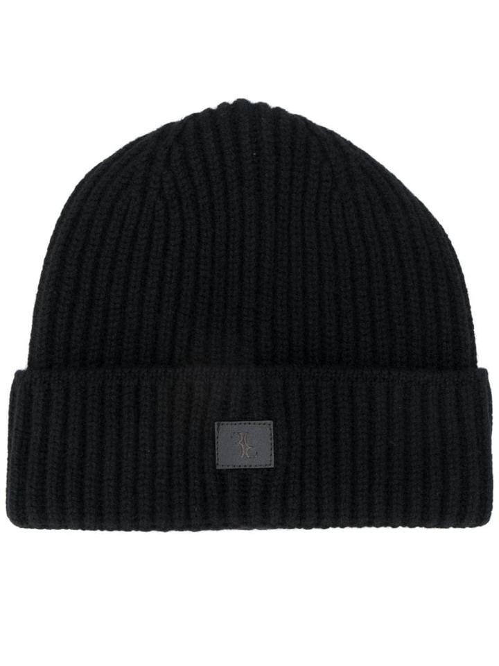 Billionaire Ribbed Knit Beanie - Black