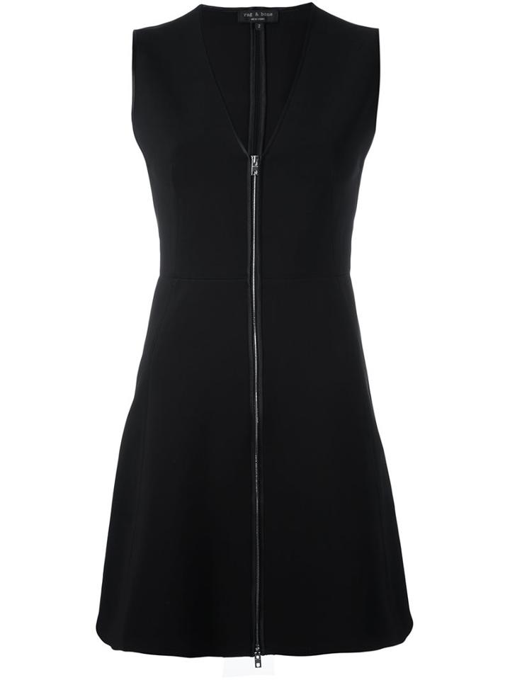 Rag & Bone Zipped V-neck Dress, Women's, Size: 4, Black, Silk/nylon/spandex/elastane/viscose