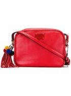 Dolce & Gabbana Pom-pom Zip Shoulder Bag, Women's, Red, Calf Leather