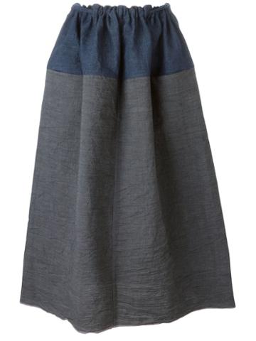 Daniela Gregis Panelled Midi Skirt, Women's, Blue, Cotton/linen/flax