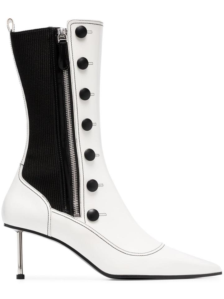 Alexander Mcqueen Amcq 65 Lthr 2tone Ptoe Bt Bttns - White
