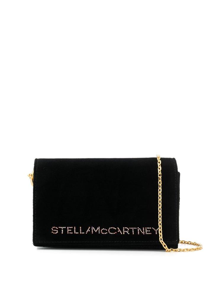 Stella Mccartney Crystal-logo Cross-body Bag - Black