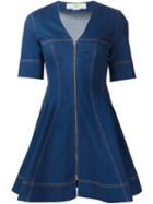 Stella Mccartney Front Zip Detail Dress, Women's, Size: 42, Blue, Cotton/spandex/elastane