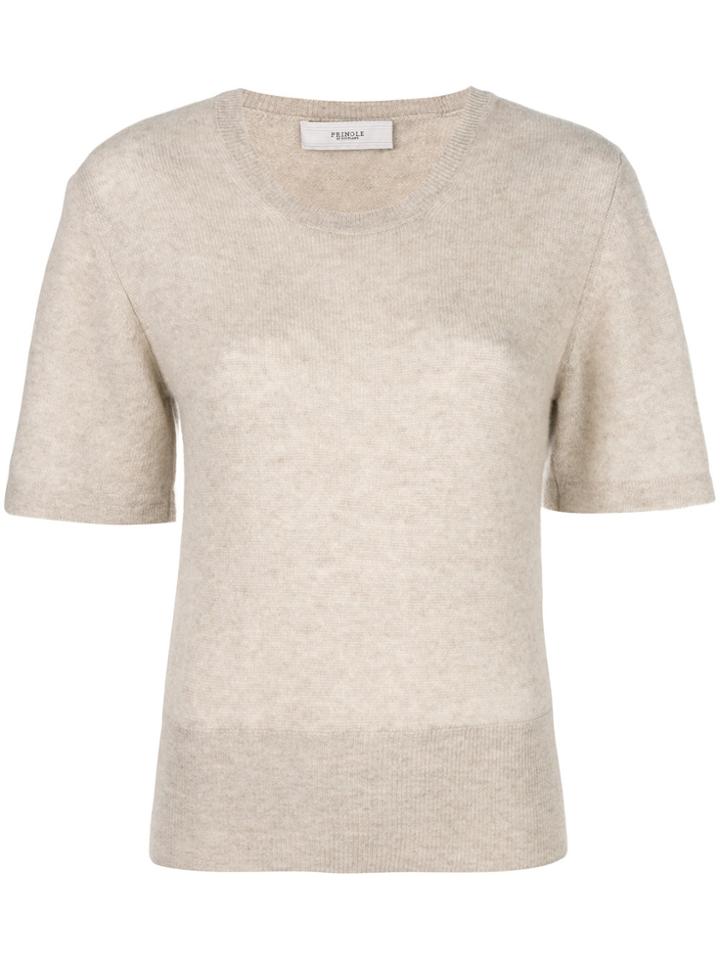 Pringle Of Scotland Short-sleeve Fitted Sweater - Nude & Neutrals