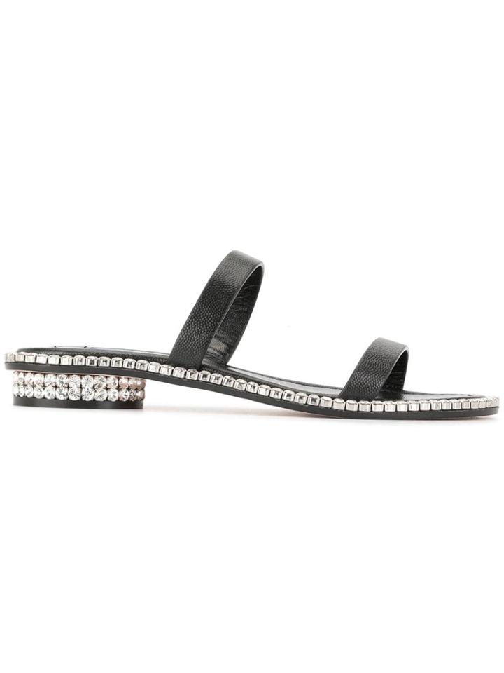 Stuart Weitzman Met Caviar Slides - Black
