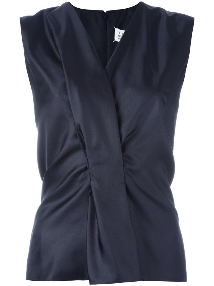 Maison Margiela Warp Effect Tank Top, Women's, Size: 42, Blue, Silk/polyamide/acetate