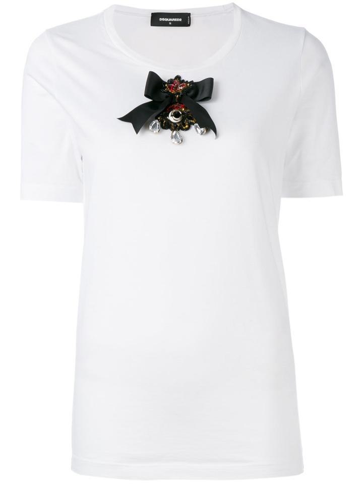 Dsquared2 - Bow Detail T-shirt - Women - Cotton - L, White, Cotton