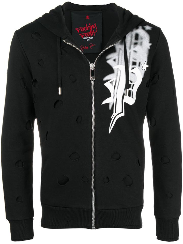Philipp Plein Printed Zipped Jacket - Black