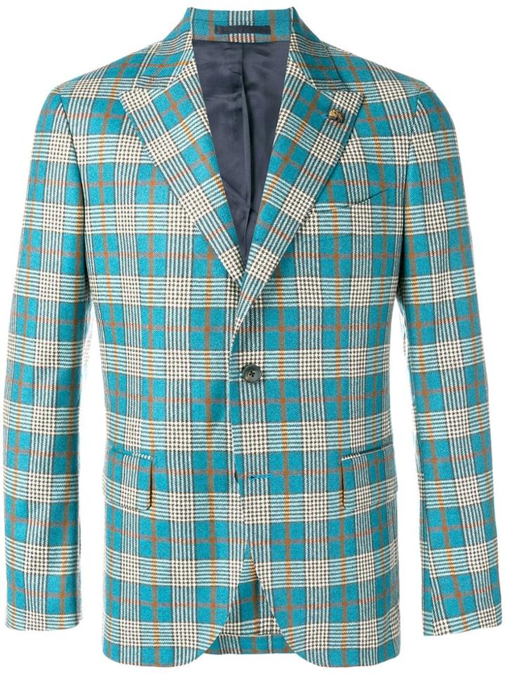 Gabriele Pasini Check Single-breasted Blazer - Blue