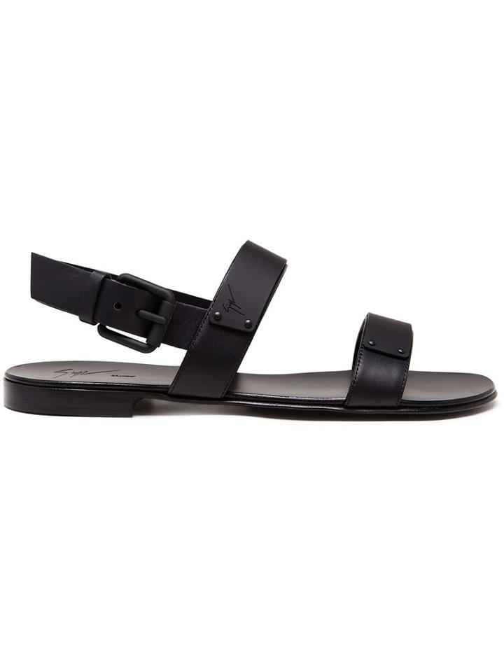 Giuseppe Zanotti Design Matte Leather Sandals, Men's, Size: 40.5, Black, Leather