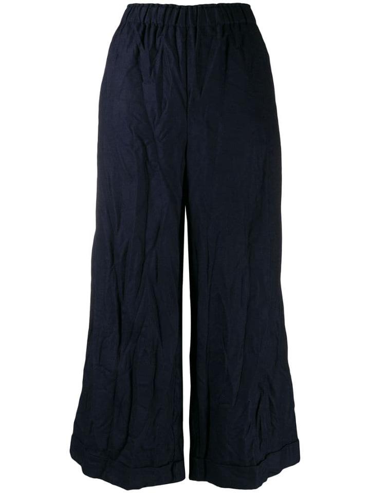 Daniela Gregis Crinkled Wide Leg Trousers - Blue