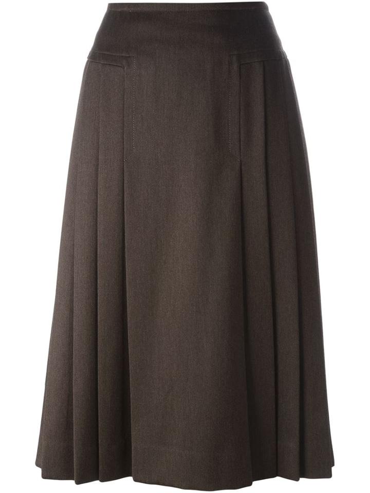 Céline Vintage Pleated Skirt, Women's, Size: 40, Brown