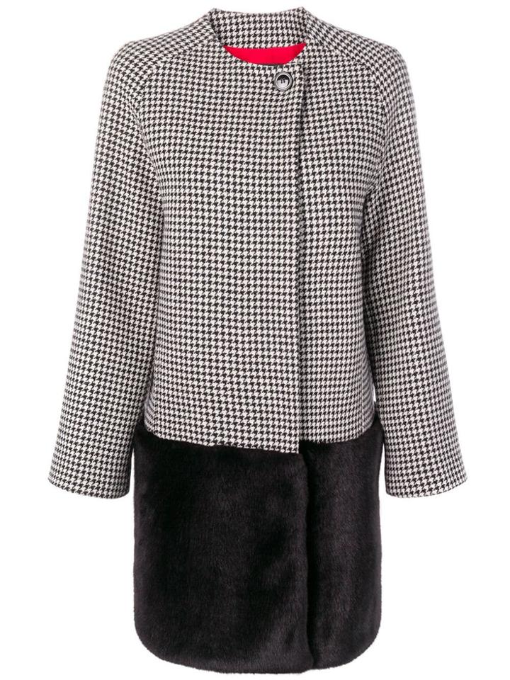 Pinko Dogtooth Patterned Coat - Black