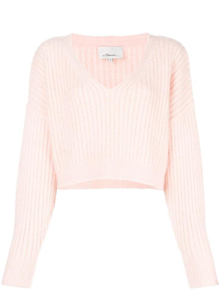 3.1 Phillip Lim Cropped V-neck Sweater - Pink