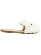 Joshua Sanders Rabbit Fur Slippers - White