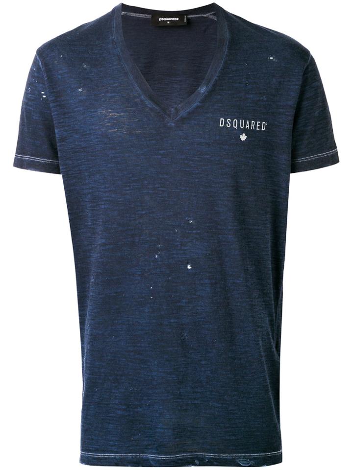 Dsquared2 V-neck Logo T-shirt - Blue