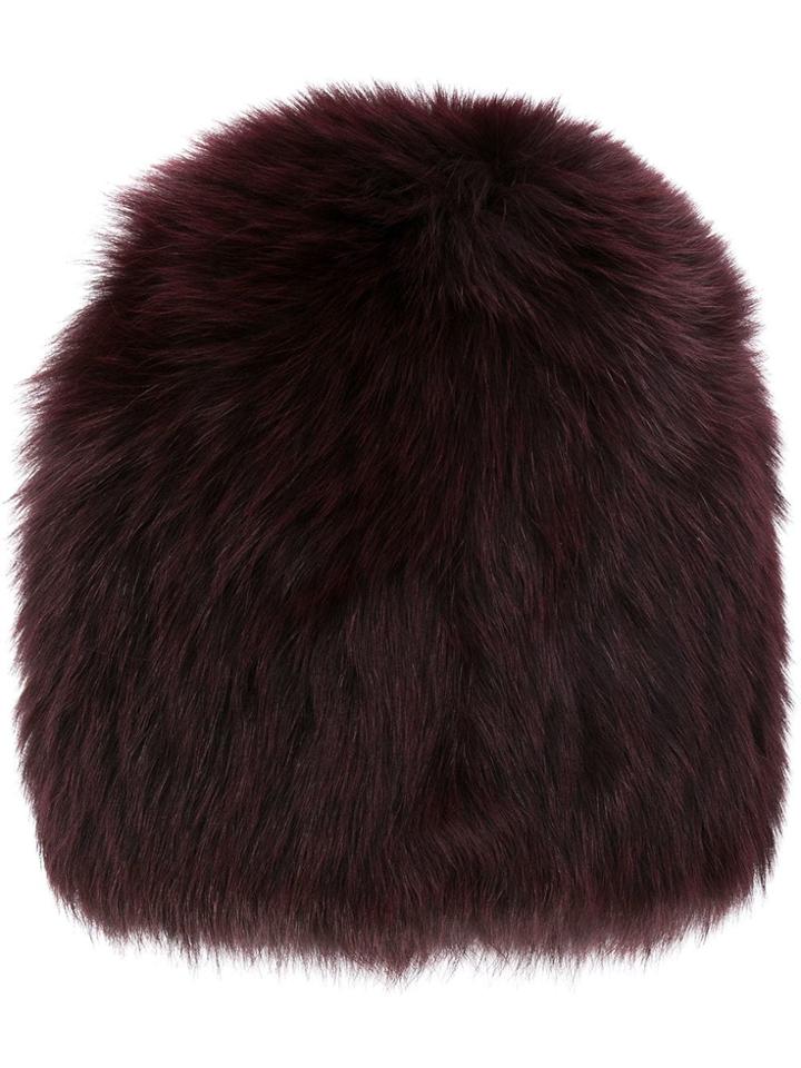 Yves Salomon Fox Fur Beanie - Red