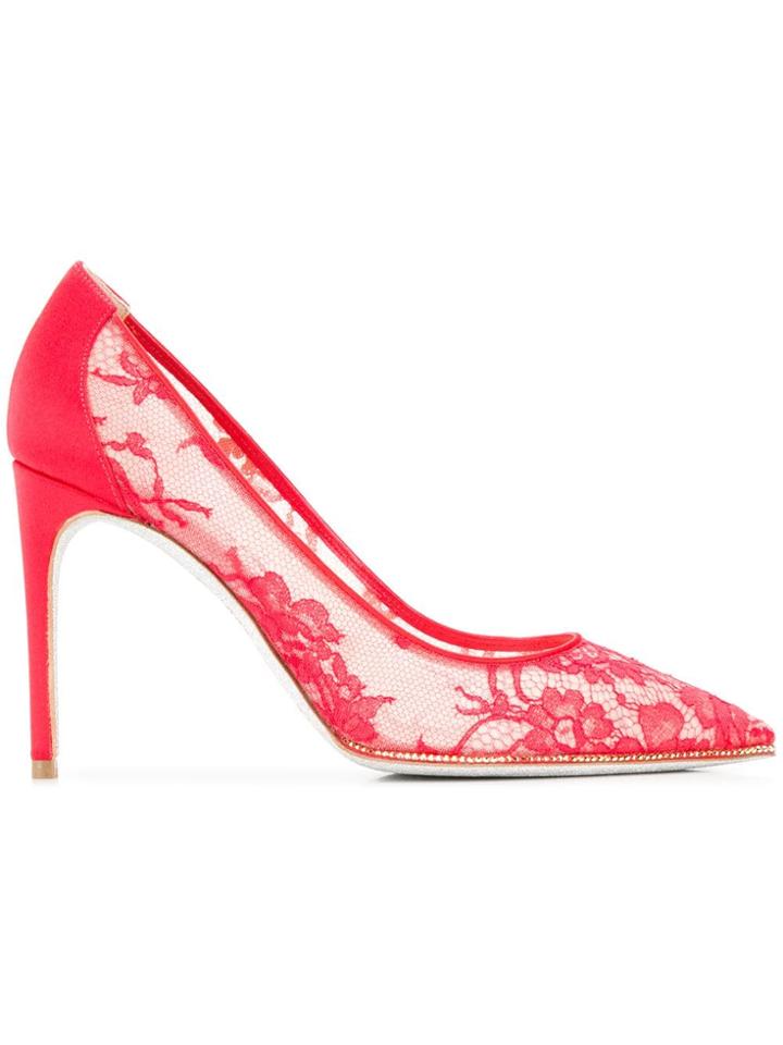 René Caovilla Lace Pumps - Red
