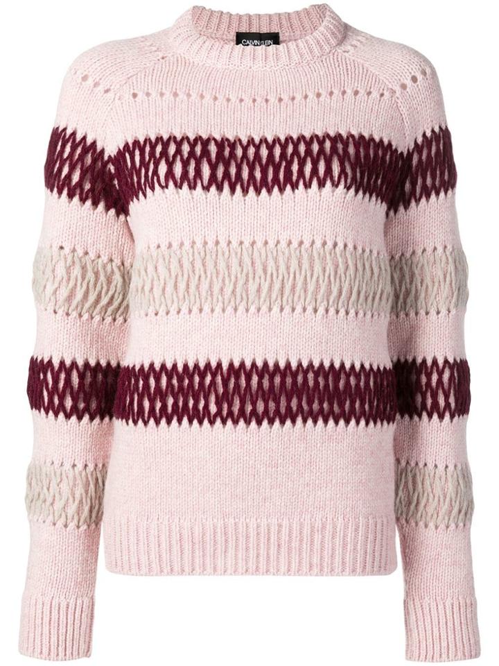 Calvin Klein 205w39nyc Stripe Panel Knitted Jumper - Pink & Purple