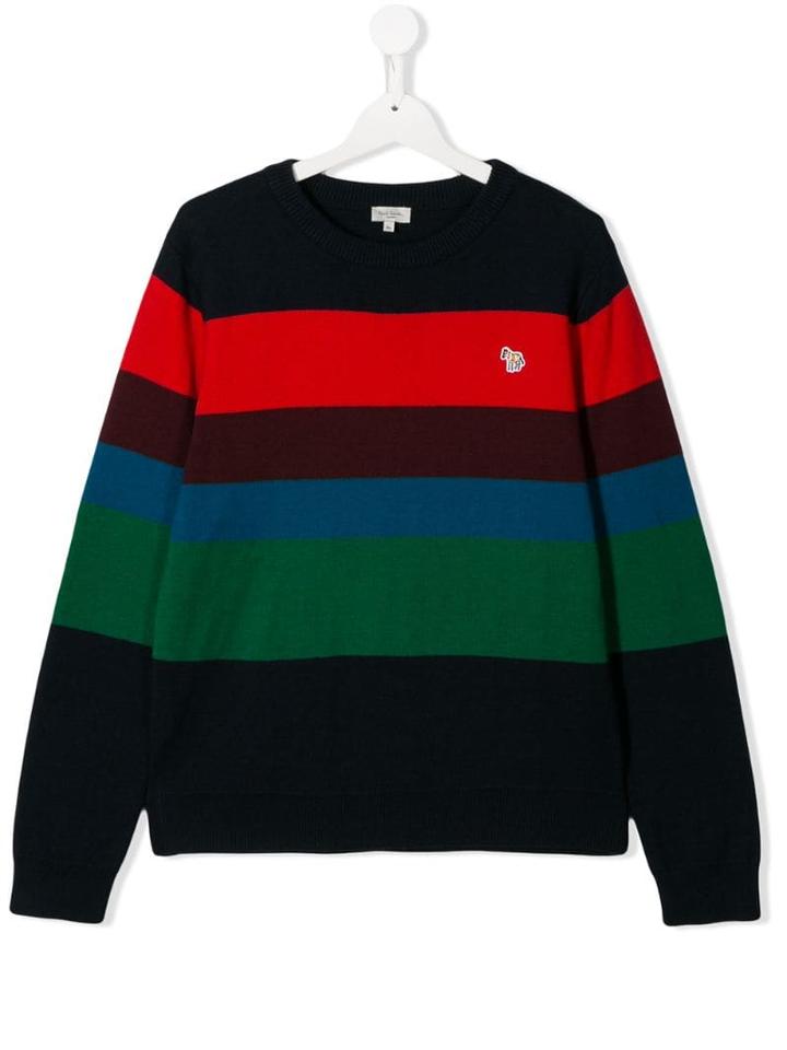 Paul Smith Junior Teen Zebra Patch Colour Block Jumper - Blue